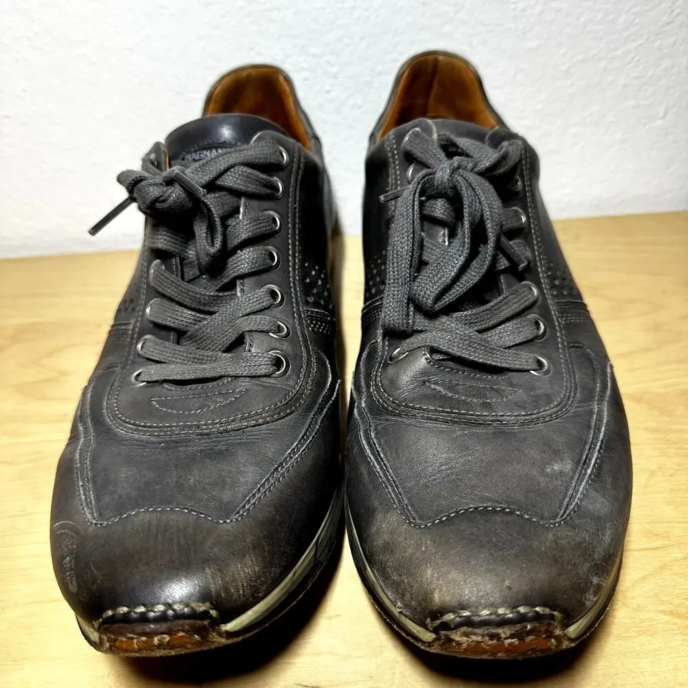 Magnanni Cristian Dress Sneakers Shoes Leather Lace Up Almond Toe Gray 9.5